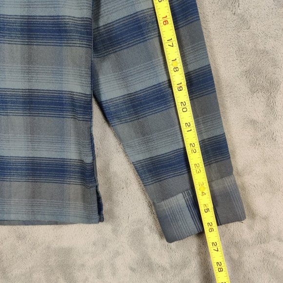 Lululemon Commission Shirt Adult M Blue Gray Button Up Plaid Flannel Casual Men - Picture 6 of 7